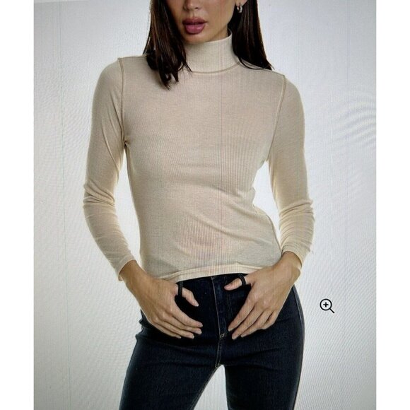 Madewell Second Skin  Long Sleeve Mock Neck Top Women's Size XL - Picture 1 of 9